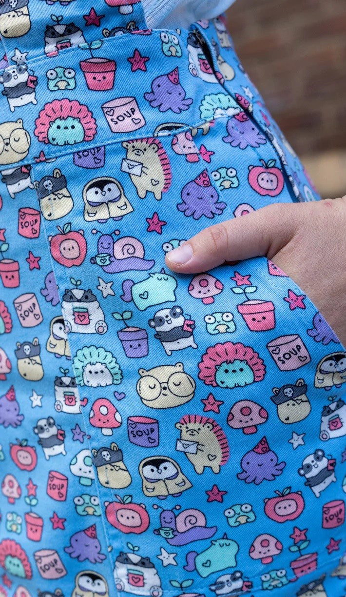 Sugar and Sloth Print Dungaree Pinafore Dress by Run and Fly