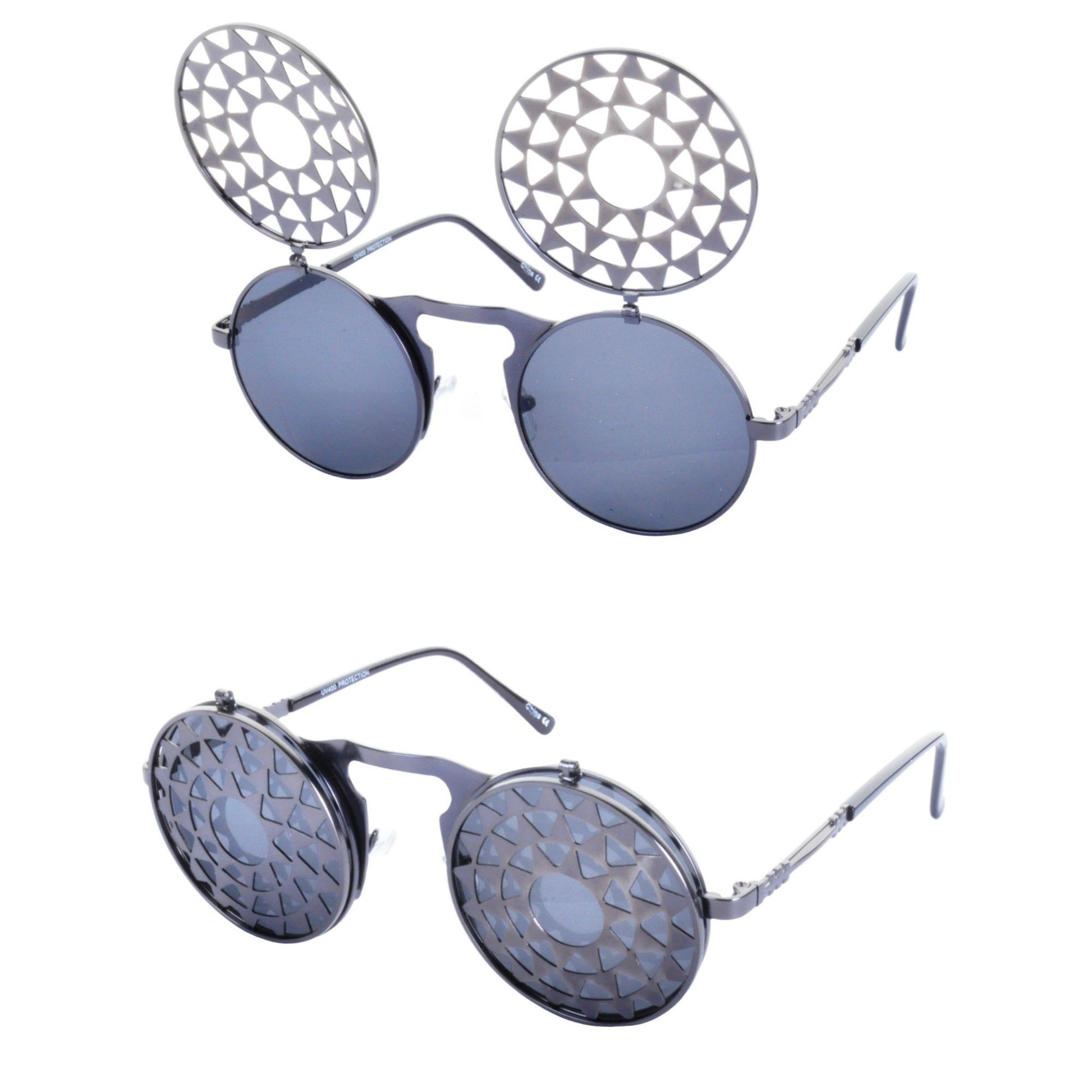 SUNDIAL Flip Up Steampunk Sunglasses - Minimum Mouse