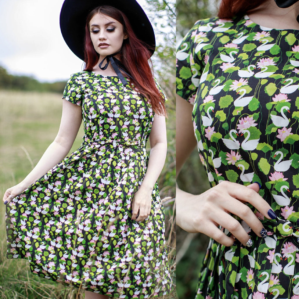 Swan Lake Print Dress by Run and Fly - Minimum Mouse