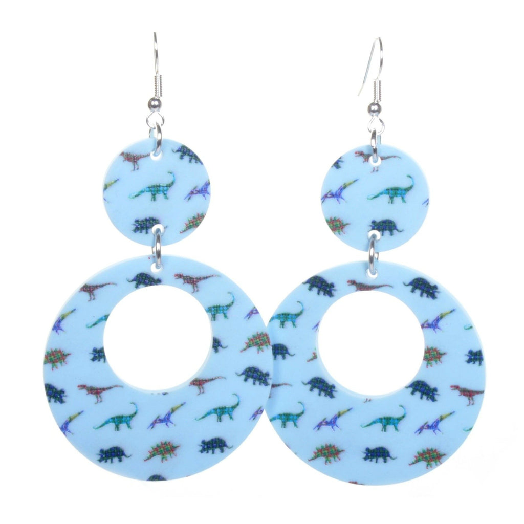 Tartan Dinosaur Acrylic Earrings by Love Boutique - Minimum Mouse