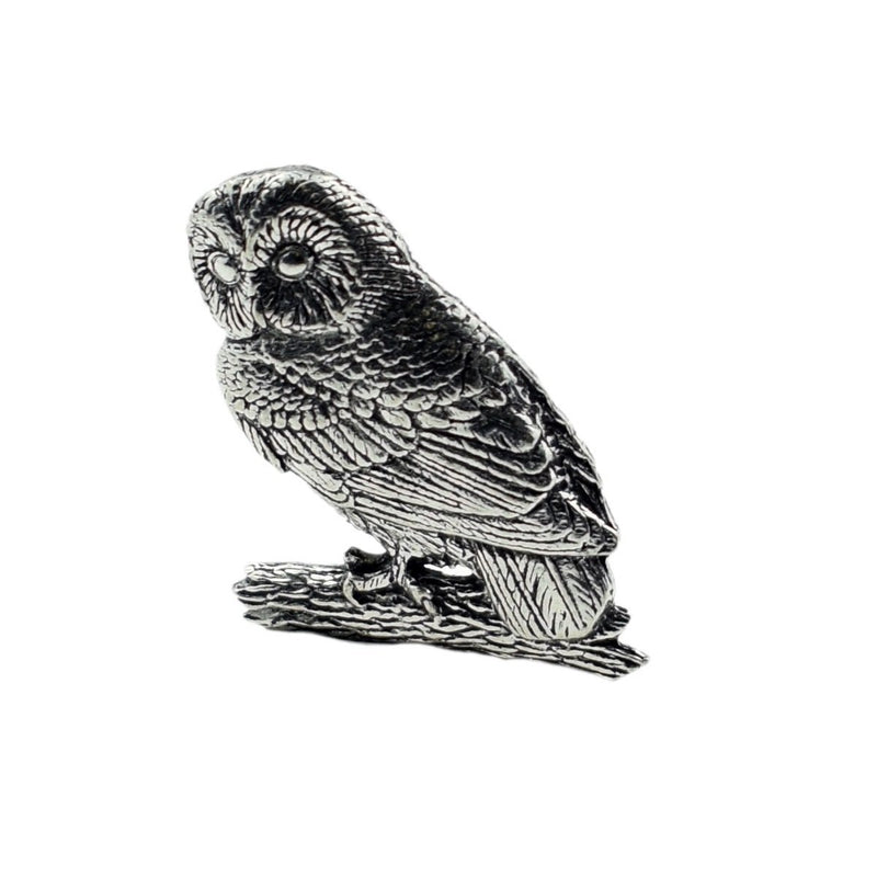 Tawny Owl Pewter Lapel Pin Badge - Minimum Mouse