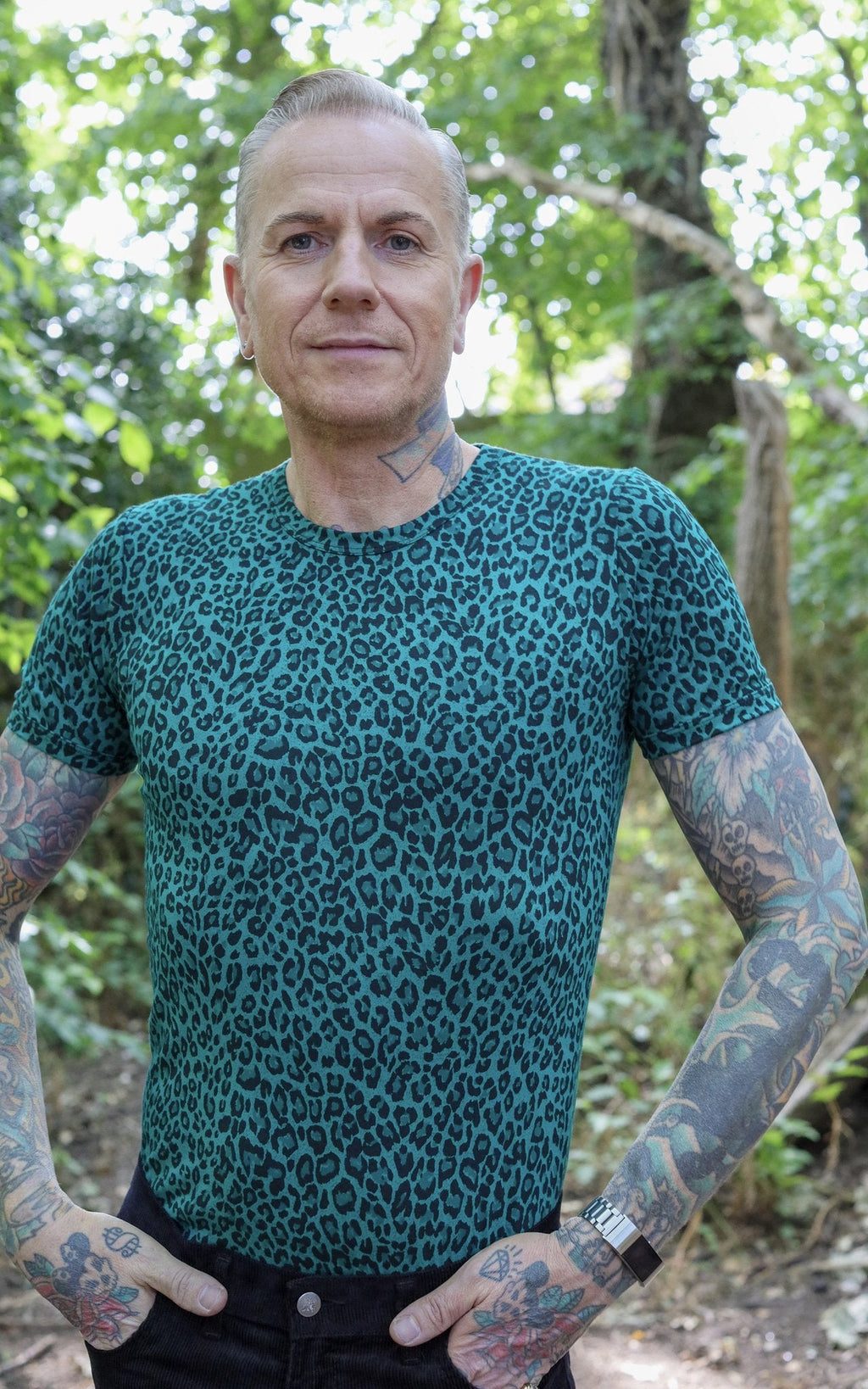 Teal Leopard Print T Shirt by Run and Fly - Minimum Mouse