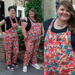 Pink Tiger Lily Print Stretch Twill Cotton Dungarees by Run and Fly