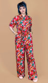 Pink Tiger Lily Print Jumpsuit by Run and Fly