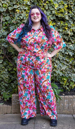 Pink Tiger Lily Print Jumpsuit by Run and Fly