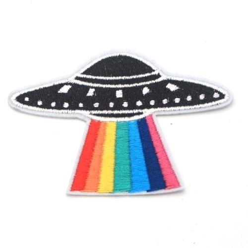 UFO Rainbow Iron On Space Patch - Minimum Mouse