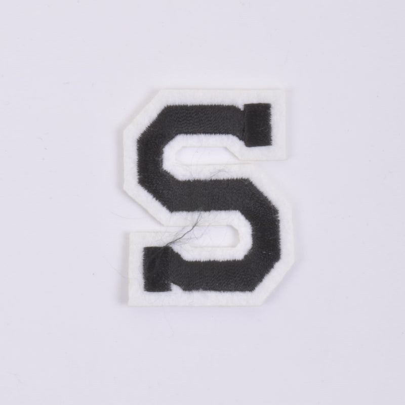 Varsity Letter Iron On Patch/Badge/Applique/Transfer A-Z Alphabet  Black/White