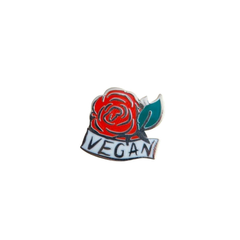 Vegan Rose Lapel Pin Badge - Minimum Mouse