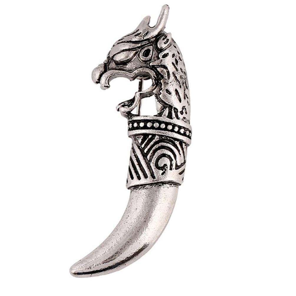 Viking Drinking Horn Wolf Lapel Pin Badge - Minimum Mouse