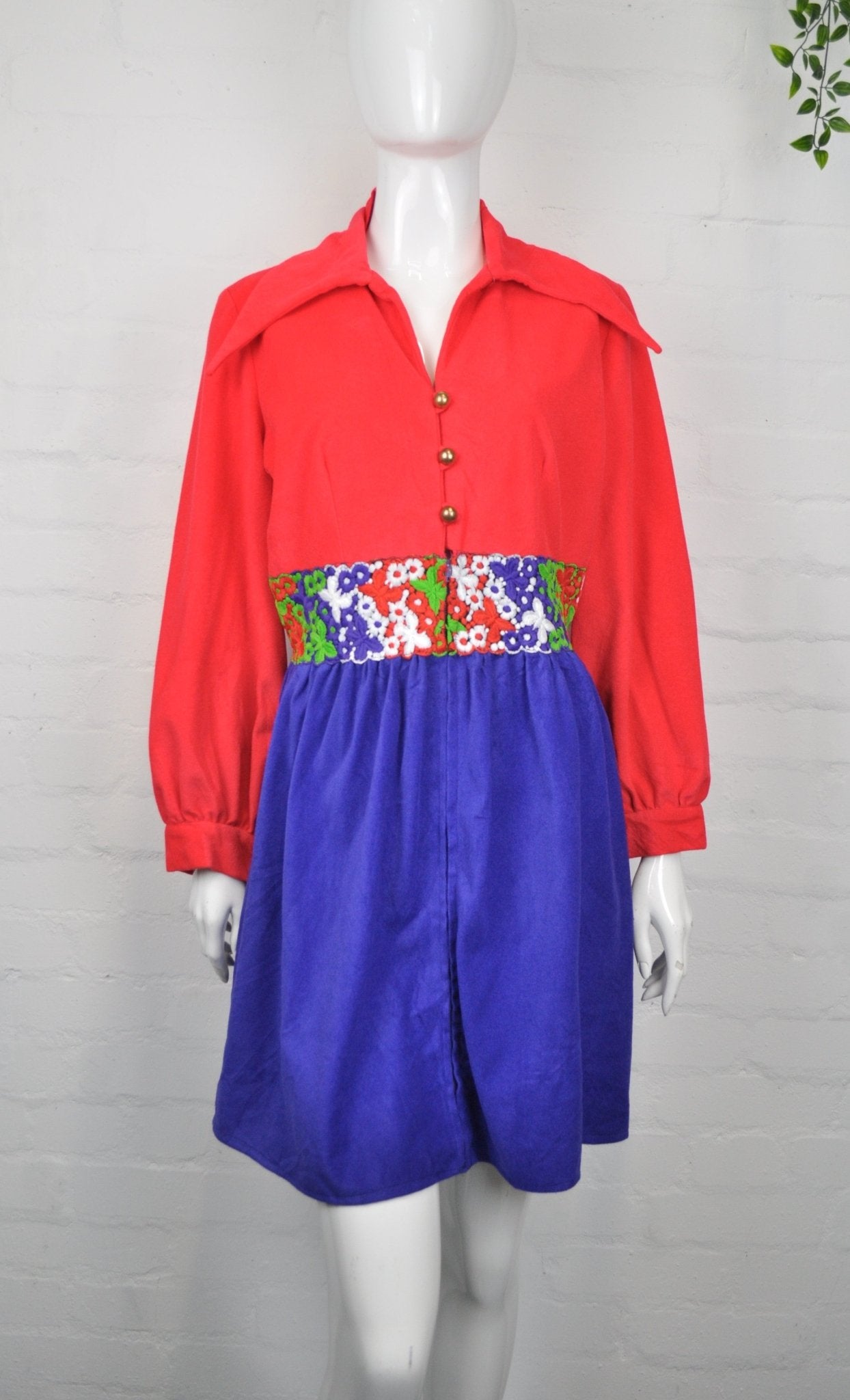 Vintage 60's 70's Pink Floral Patterned Shirt Dress 10 - Minimum Mouse