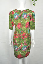 Vintage 70's 80's Green Floral Wrap Effect Dress 12 - Minimum Mouse