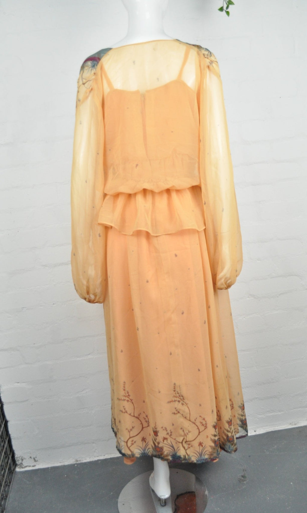 Vintage 70's Peach Maxi Dress and Jacket 10-12 - Minimum Mouse