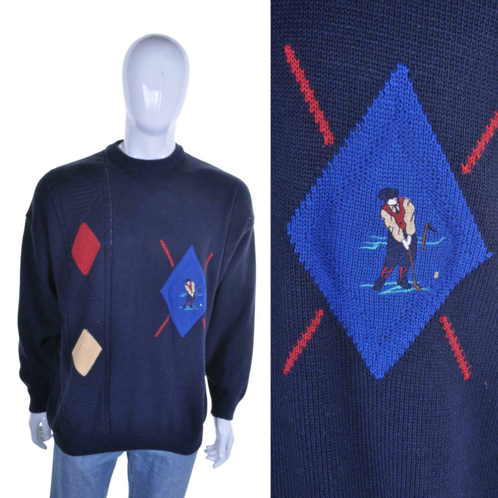 Vintage 80s Argyll Diamond Golf Jumper XL - Minimum Mouse