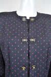 Vintage 80's Black and Purple Polka Dot Dress 12 - Minimum Mouse