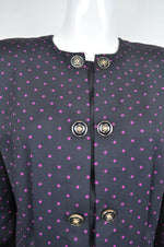 Vintage 80's Black and Purple Polka Dot Dress 12 - Minimum Mouse