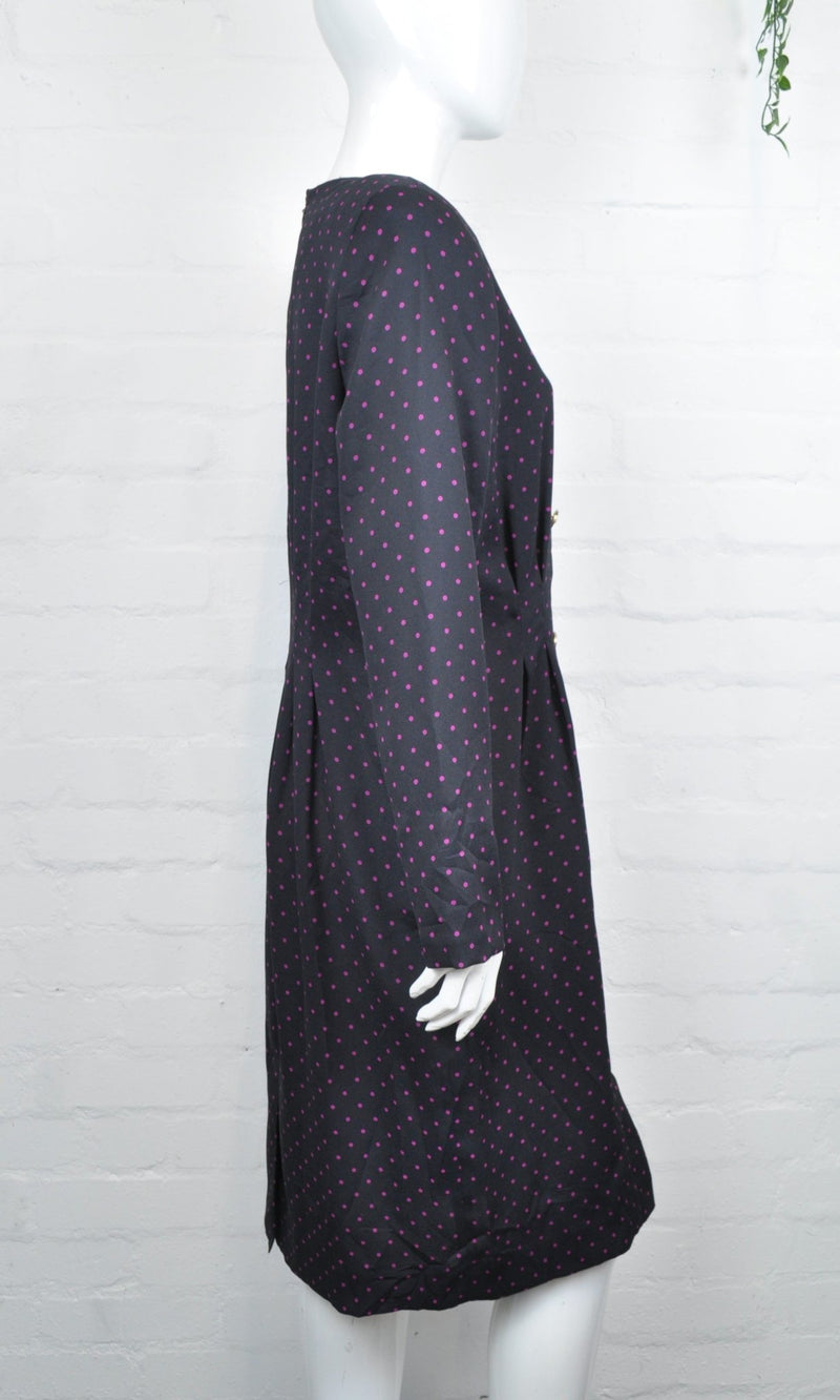 Vintage 80's Black and Purple Polka Dot Dress 12 - Minimum Mouse