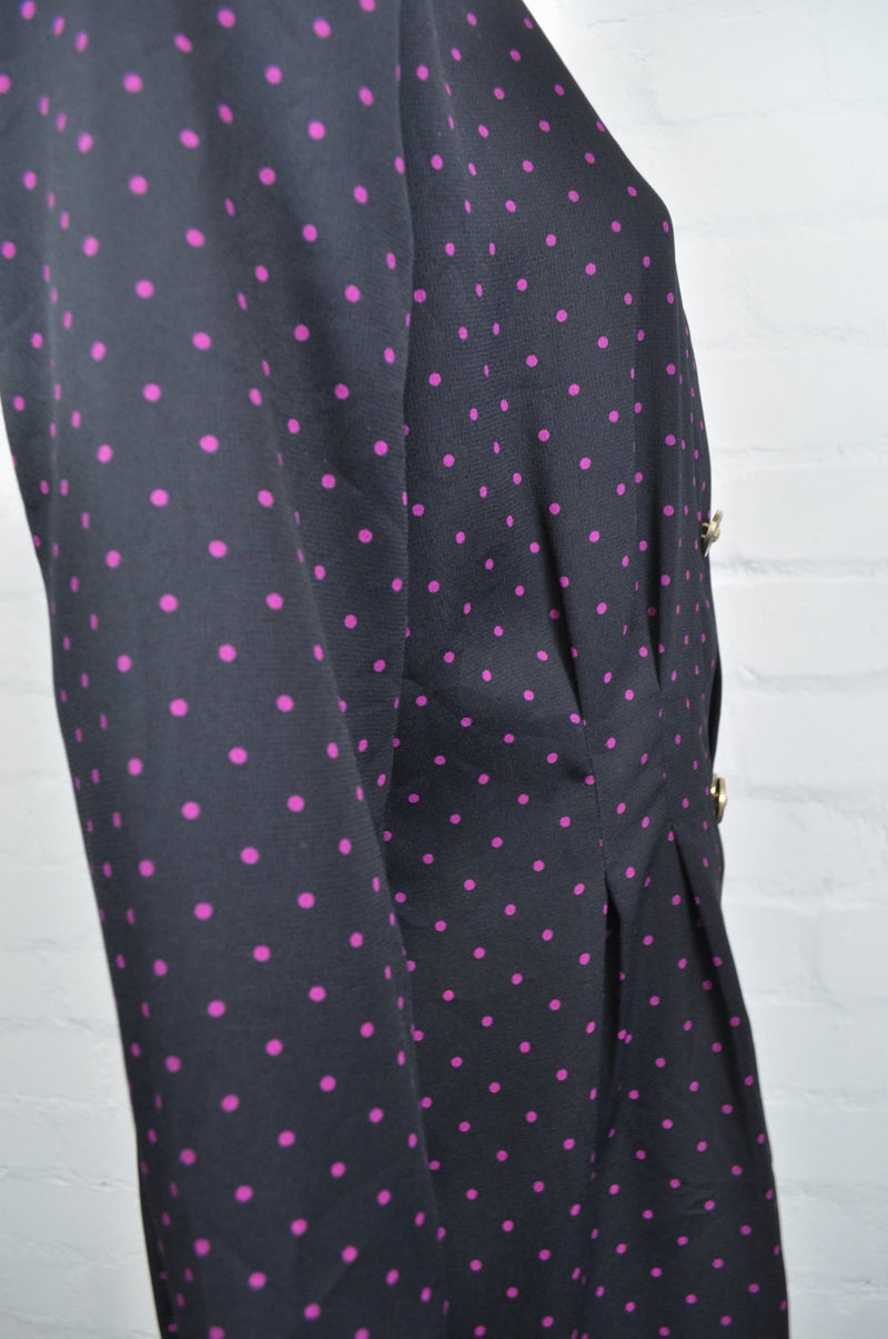 Vintage 80's Black and Purple Polka Dot Dress 12 - Minimum Mouse