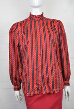 Vintage 80's Frill Collar Red Stripe Blouse 12 - Minimum Mouse