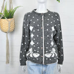 Vintage 80's Grey Bow Pattern Cardigan M - Minimum Mouse