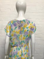 Vintage 80's Lilac and Lemon Print Dress 12-14 - Minimum Mouse