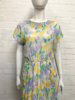 Vintage 80's Lilac and Lemon Print Dress 12-14 - Minimum Mouse