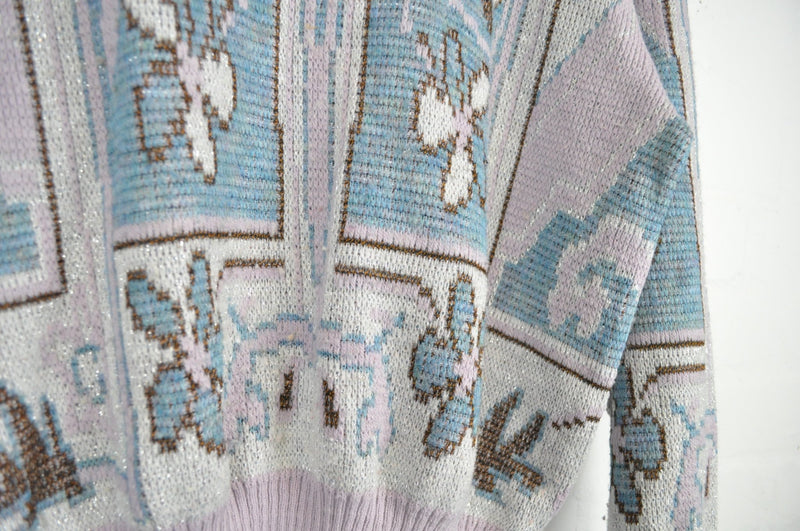 Vintage 80's Lilac Patterned Jumper - Minimum Mouse