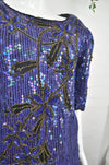 Vintage 80's Midnight Blue Sequin Top 8-10 - Minimum Mouse