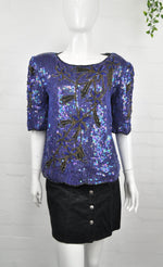 Vintage 80's Midnight Blue Sequin Top 8-10 - Minimum Mouse