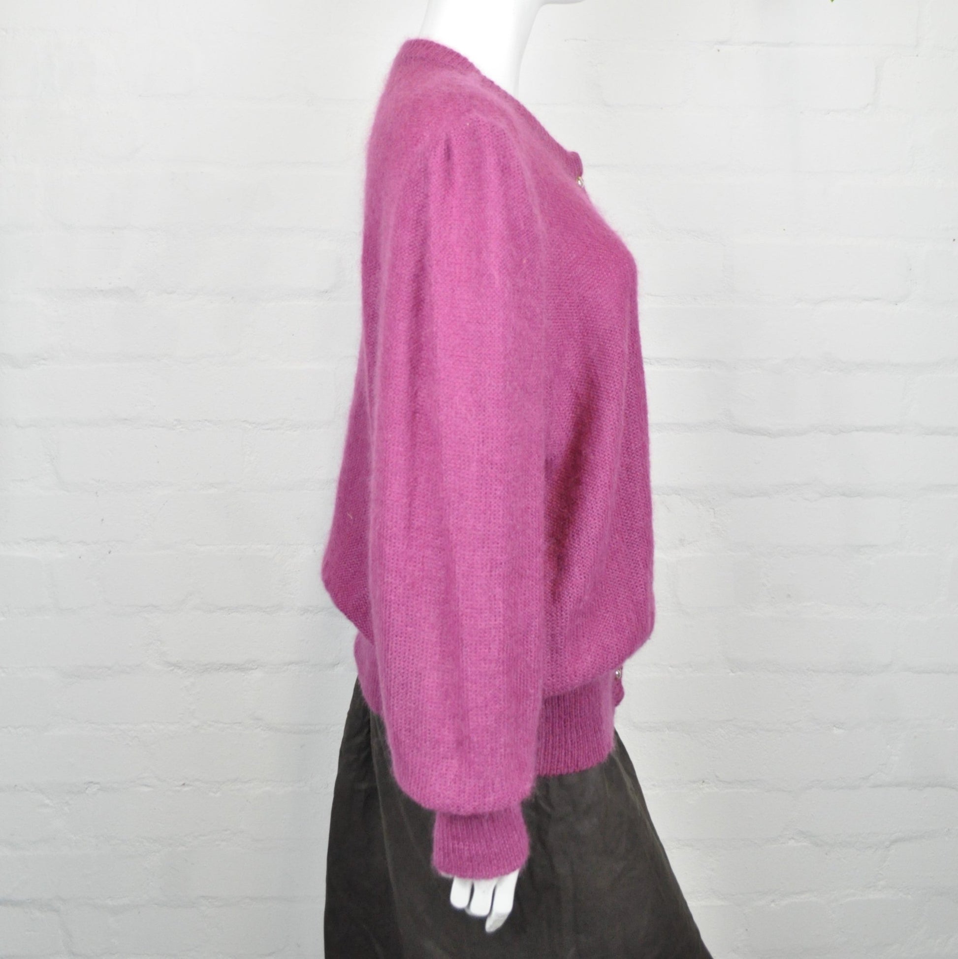 Vintage 80's Plum Mohair Cardigan L - Minimum Mouse