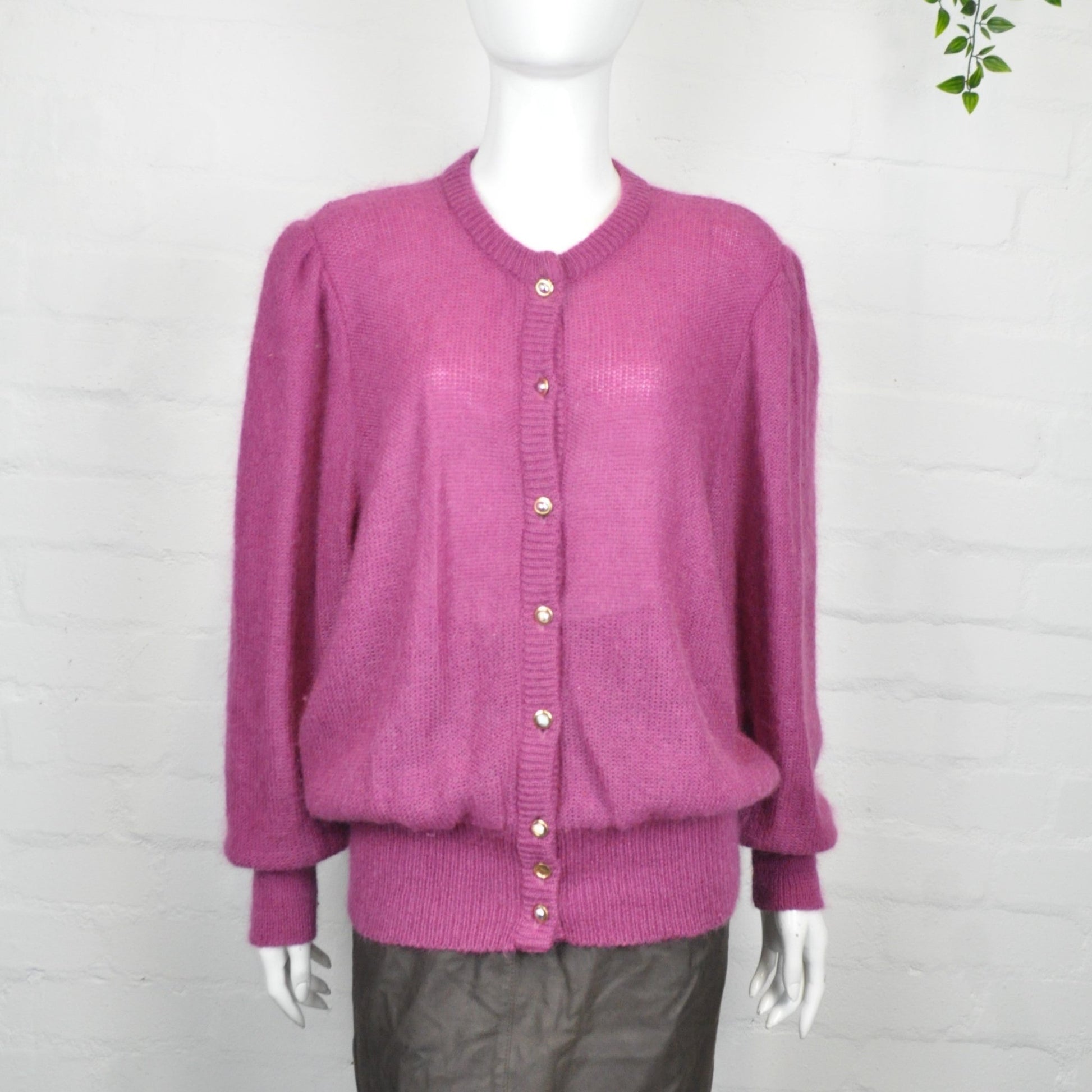 Vintage 80's Plum Mohair Cardigan L - Minimum Mouse