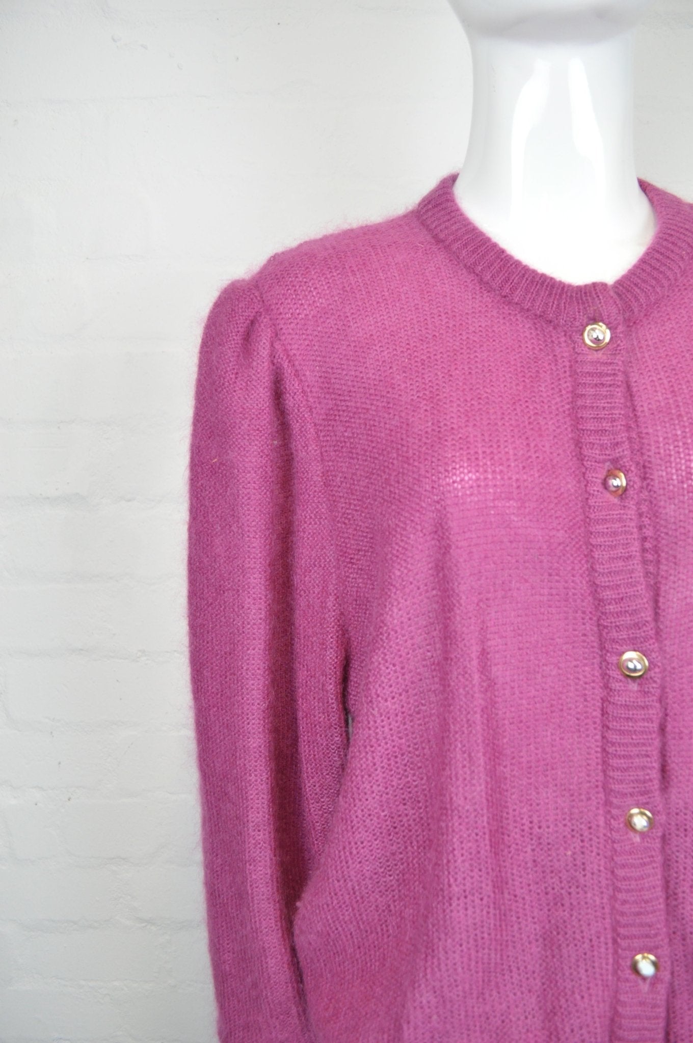 Vintage 80's Plum Mohair Cardigan L - Minimum Mouse
