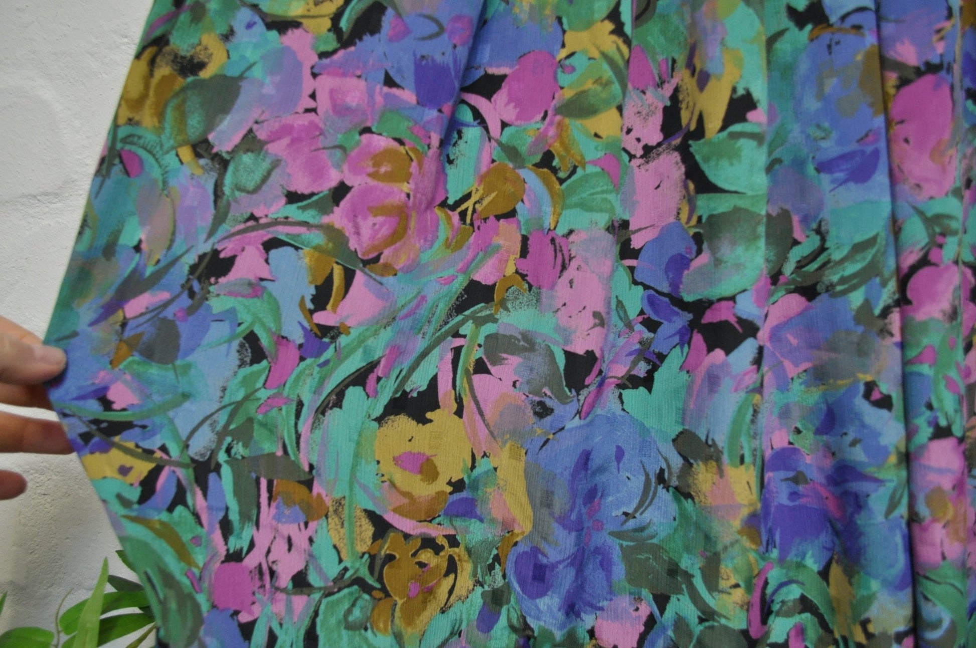 Vintage 80's Purple Floral Print Midi Skirt 14-16 - Minimum Mouse