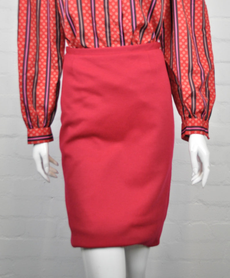 Vintage 80's Raspberry Red Pencil Skirt 8 - Minimum Mouse