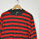 Vintage 80's Red and Grey Stripe Jumper - Minimum Mouse