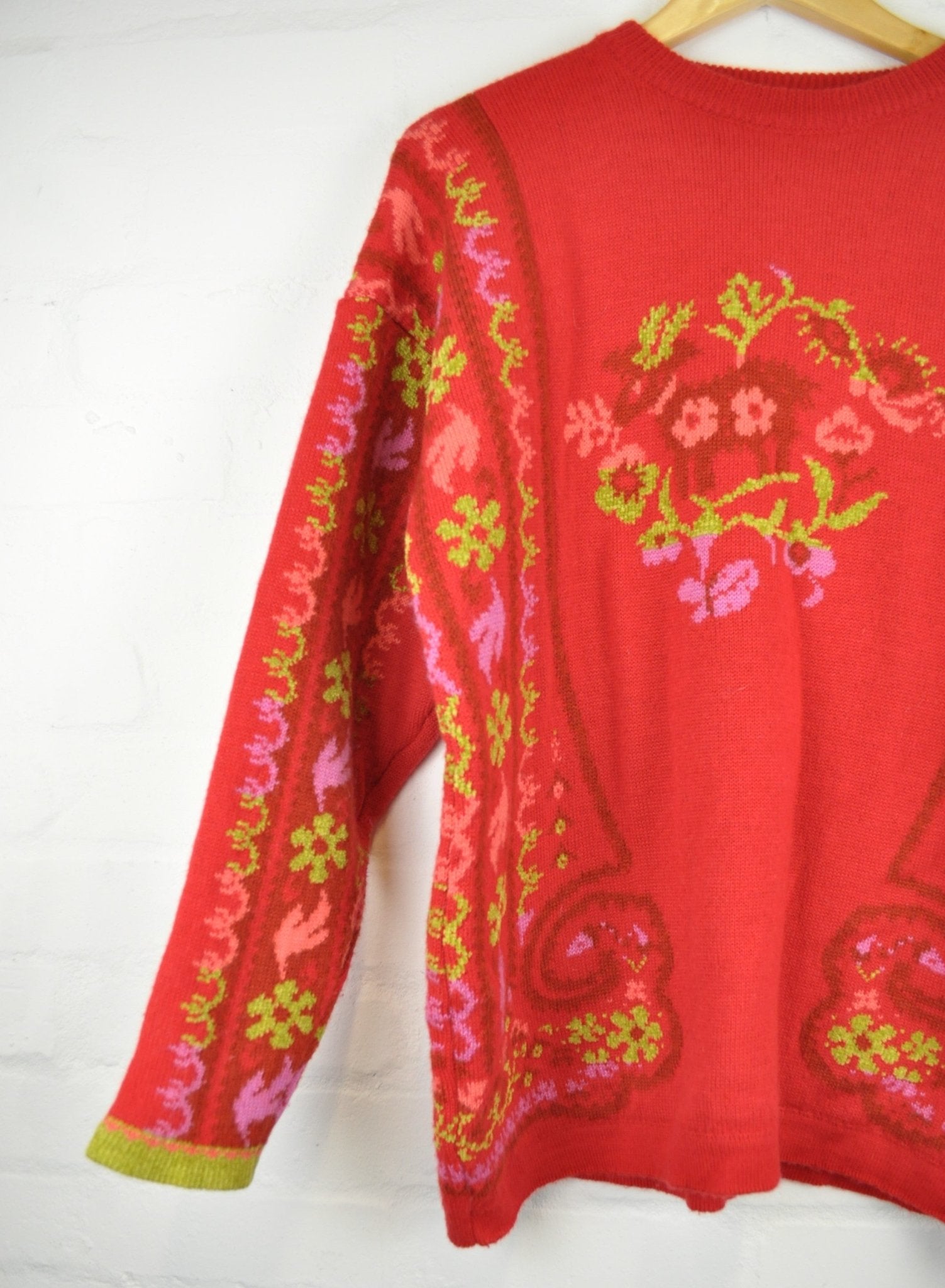 Vintage 80's Red Reindeer Jumper - Minimum Mouse