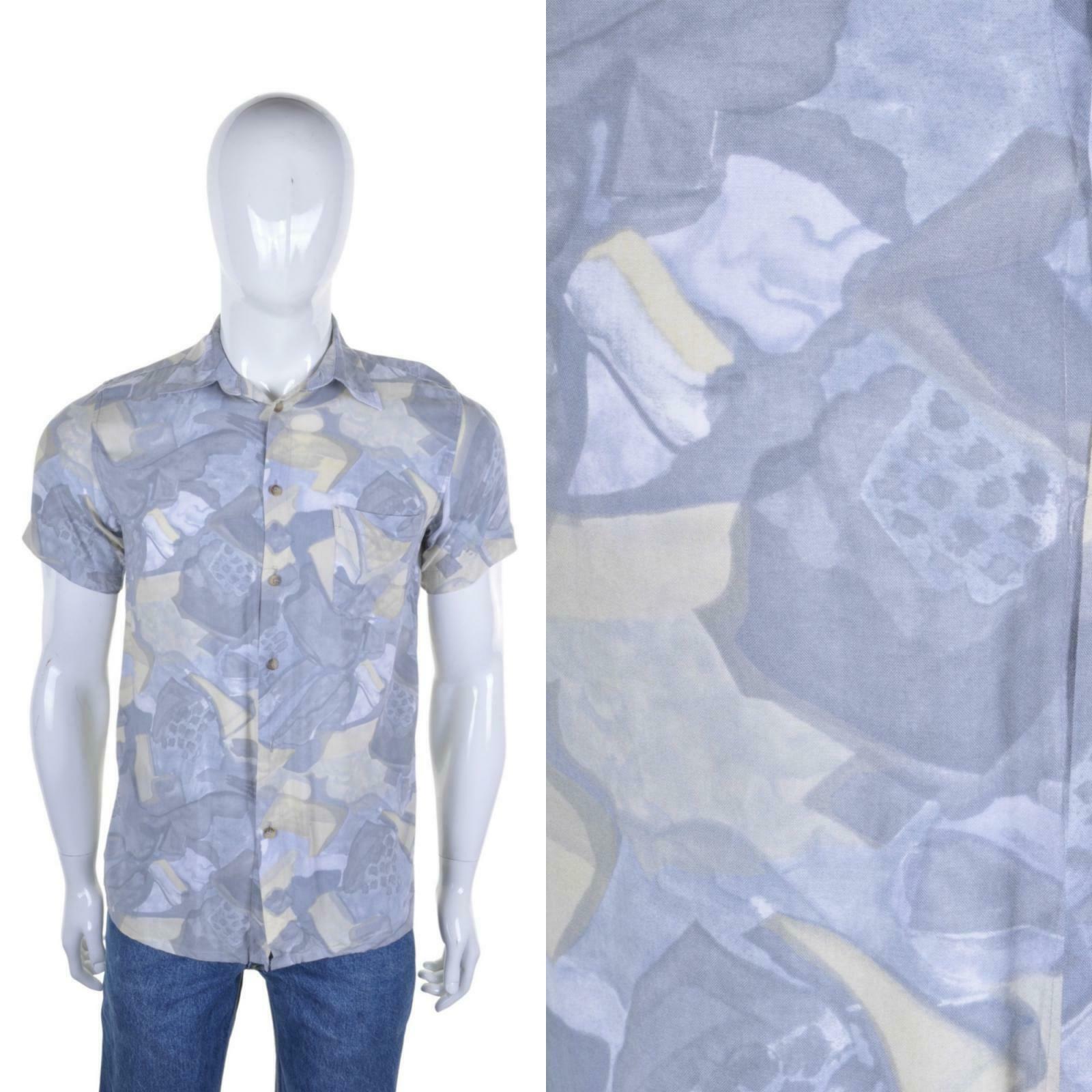 Vintage 90s Jazzy Print Silky Shirt S - Minimum Mouse