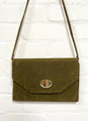 Vintage Olive Green Flock Shoulder Bag - Minimum Mouse