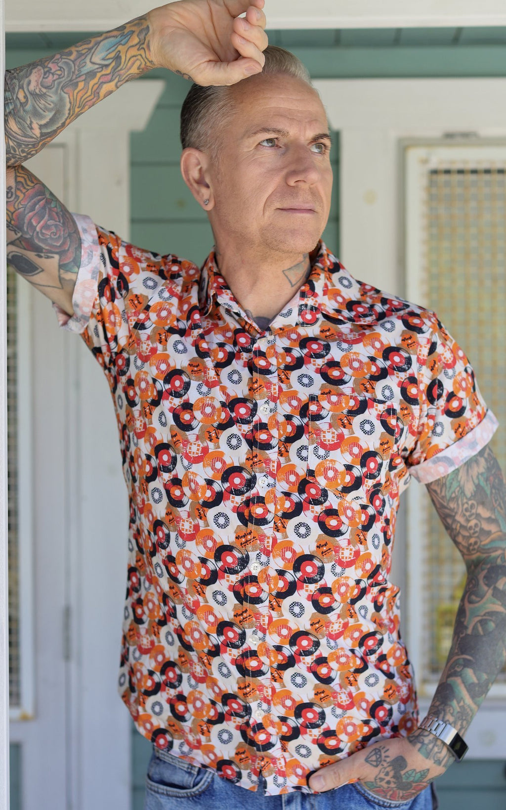 Vinyl Print Shirt by Run and Fly in Orange - Minimum Mouse