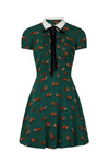 Vixey Fox Print Dress by Hell Bunny in Green - Minimum Mouse