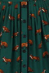 Vixey Fox Print Skirt by Hell Bunny in Green - Minimum Mouse