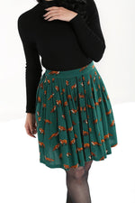 Vixey Fox Print Skirt by Hell Bunny in Green - Minimum Mouse