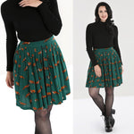 Vixey Fox Print Skirt by Hell Bunny in Green - Minimum Mouse