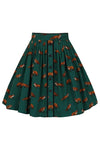 Vixey Fox Print Skirt by Hell Bunny in Green - Minimum Mouse