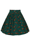 Vixey Fox Print Skirt by Hell Bunny in Green - Minimum Mouse