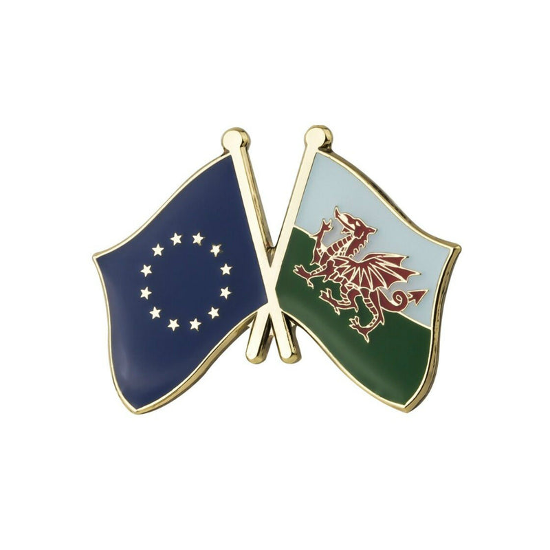 Wales & EU Flag Lapel Pin Badge - Minimum Mouse