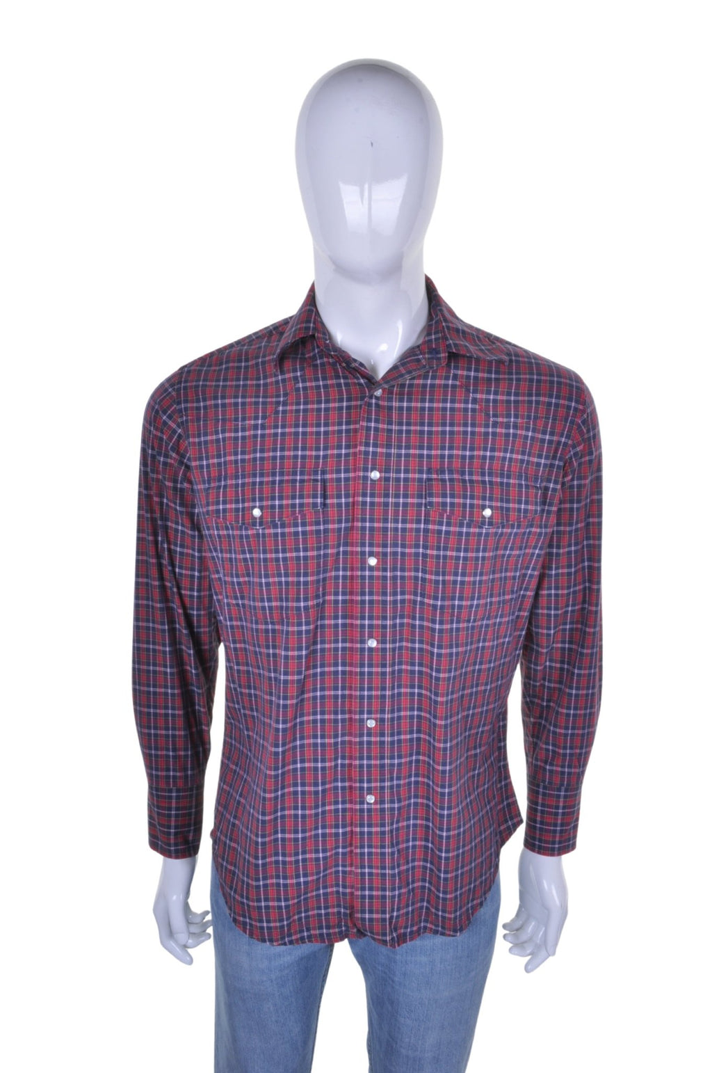 Wrangler Blue/Red Checked Western Shirt L - Minimum Mouse